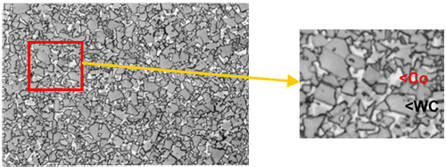 Gefüge von WC-Co-Hartmetallen (TRIBO Sorte V20)